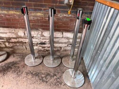DESCRIPTION (4) CHROME STANCHION POSTS. THIS LOT IS: SOLD BY THE PIECE LOCATION OUTSIDE QTY 4