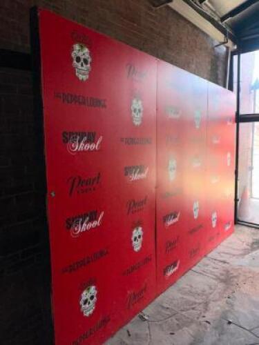 DESCRIPTION (3) 8' X 4' RED PANEL "PEPPER LOUNGE" LOGO VIP PHOTO WALL LOCATION OUTSIDE QTY 1