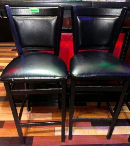DESCRIPTION (2) 30" BLACK BAR STOOLS ADDITIONAL INFORMATION SOME WEAR AND TEAR. THIS LOT IS: SOLD BY THE PIECE LOCATION BACK BAR QTY 2
