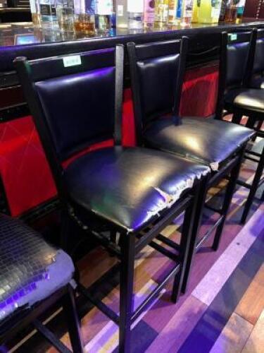 DESCRIPTION (2) 30" BLACK BAR STOOLS ADDITIONAL INFORMATION SOME WEAR AND TEAR. THIS LOT IS: SOLD BY THE PIECE LOCATION BACK BAR QTY 2