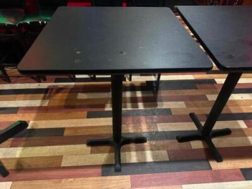DESCRIPTION 30" X 30" BLACK COMPOSITE TABLE WITH PUB BASE. SIZE 30" X 30: LOCATION BACK BAR QTY 1