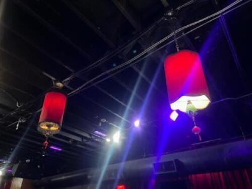 DESCRIPTION (4) UPHOLSTERED VINTAGE PENDANT LIGHTS. OVER BAR ADDITIONAL INFORMATION NEED LADDER FOR REMOVAL. THIS LOT IS: SOLD BY THE PIECE LOCATION B