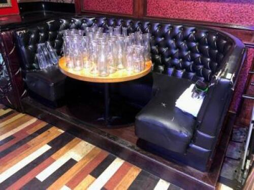 DESCRIPTION 96" U SHAPED BACK PLEATED VINYL BOOTH SEATING SECTION ADDITIONAL INFORMATION TABLE IS NOT INCLUDED. LOCATION BACK BAR QTY 1
