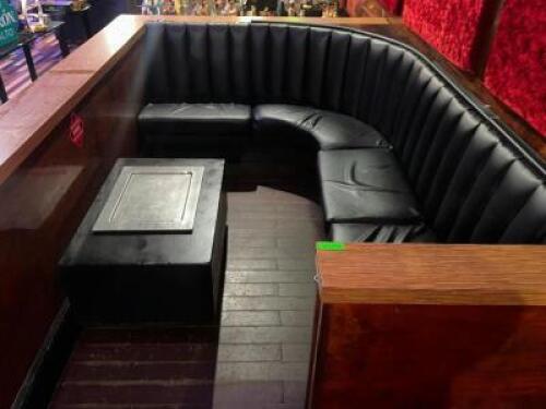 DESCRIPTION 8' X 10 VIP BOOTH SEATING W/ HARDWOOD PANELING ADDITIONAL INFORMATION W/ (3) BOOTH SEATING SECTIONS AND (1) SERVING TABLE AND TRAY. LOCATI