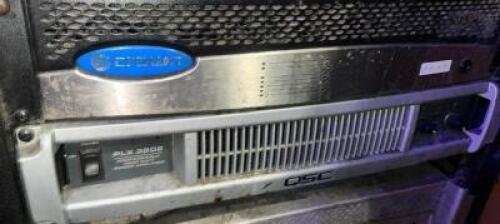 DESCRIPTION CROWN QSC AMPLIFIER BRAND / MODEL: CROWN QSC ADDITIONAL INFORMATION IN ELECTRONICS RACK. NEEDS REMOVED, RACK NOT INCLUDED, LOCATION BACK B