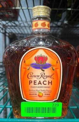 DESCRIPTION (4) BOTTLES OF CROWN ROYAL PEACH THIS LOT IS: SOLD BY THE PIECE SIZE 750 MIL LOCATION KITCHEN QTY 4