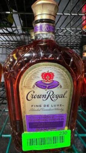 DESCRIPTION (4) BOTTLES OF CROWN ROYAL FINE DE LUXE THIS LOT IS: SOLD BY THE PIECE SIZE 750 MIL LOCATION KITCHEN QTY 4
