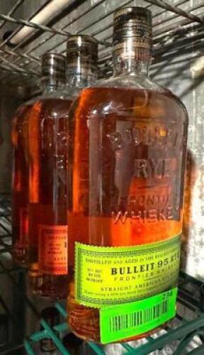 DESCRIPTION (3) ASSORTED BOTTLES OF BULLEIT 95 RYE WHISKEY THIS LOT IS: SOLD BY THE PIECE SIZE 750 MIL LOCATION KITCHEN QTY 3