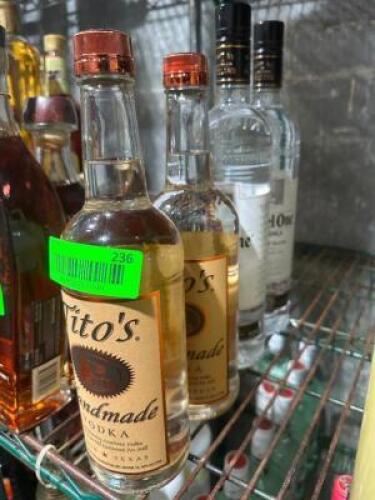 DESCRIPTION (2) BOTTLES OF TITOS VODKA AND (2) BOTTLES OF KETEL ONE. THIS LOT IS: SOLD BY THE PIECE SIZE 750 MIL LOCATION KITCHEN QTY 4