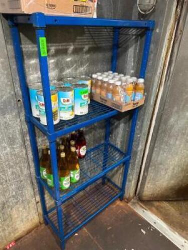 DESCRIPTION 36" X 12" FOUR TIER BLUE METAL SHELF ADDITIONAL INFORMATION CONTENTS ARE NOT INCLUDED LOCATION KITCHEN QTY 1