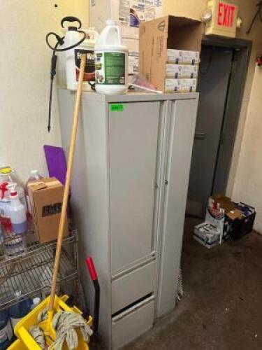 DESCRIPTION 30" METAL LOCKER / STORAGE CABINET. ADDITIONAL INFORMATION W/ CONTENTS LOCATION KITCHEN QTY 1