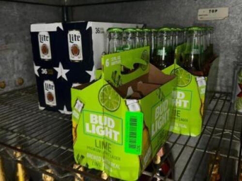 DESCRIPTION (1) CASE OF MILLER LITE AND (32) SIX PACKS OF BUD LIGHT LIME. THIS LOT IS: ONE MONEY LOCATION KITCHEN QTY 1