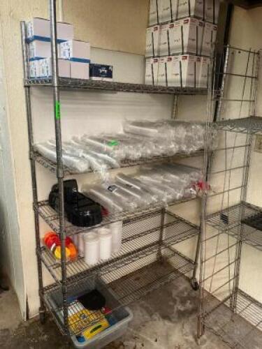 DESCRIPTION (2) 48" X 18" FIVE TIER WIRE SHELVES ADDITIONAL INFORMATION NO CONTENTS. THIS LOT IS: SOLD BY THE PIECE LOCATION KITCHEN QTY 2