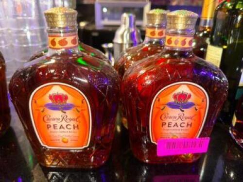 DESCRIPTION (5) BOTTLES OF CROWN ROYAL PEACH THIS LOT IS: SOLD BY THE PIECE LOCATION BACK BAR QTY 5