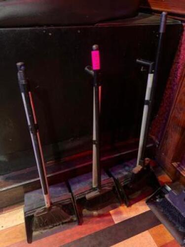 DESCRIPTION (3) DUST PANS AND BROOMS THIS LOT IS: SOLD BY THE PIECE LOCATION BACK BAR QTY 3