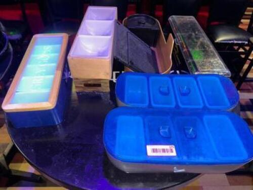 DESCRIPTION (7) ASSORTED BAR CONDIMENT BOXES. THIS LOT IS: ONE MONEY LOCATION BACK BAR QTY 1