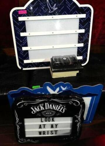 DESCRIPTION (3) ASSORTED GREY GOOSE / JACK DANIELS LETTERED BAR SIGNS. ADDITIONAL INFORMATION W/ ADDITIONAL LETTERING THIS LOT IS: ONE MONEY LOCATION
