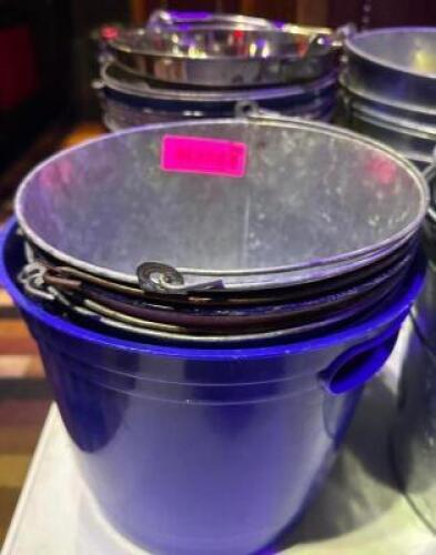 DESCRIPTION (6) ASSORTED BAR BUCKETS / TINS THIS LOT IS: ONE MONEY LOCATION BACK BAR QTY 1