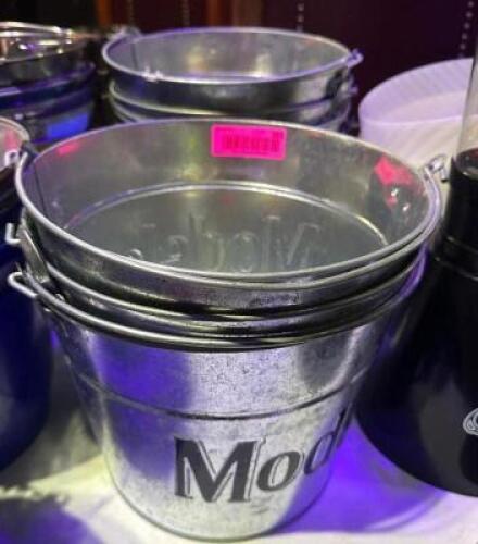 DESCRIPTION (6) ASSORTED BAR BUCKETS / TINS THIS LOT IS: ONE MONEY LOCATION BACK BAR QTY 1