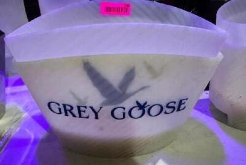 DESCRIPTION (2) GREY GOOSE BOTTLE PRESENTERS THIS LOT IS: SOLD BY THE PIECE LOCATION BACK BAR QTY 2