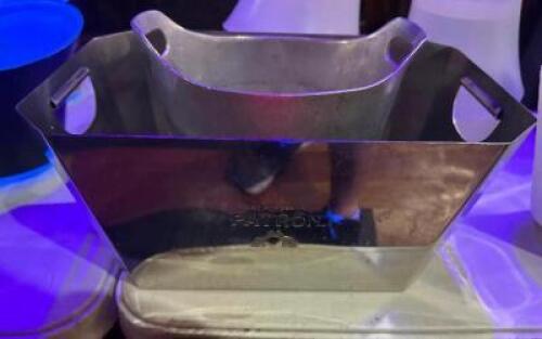 DESCRIPTION PATRON STAINLESS BOTTLE PRESENTER. LOCATION BACK BAR QTY 1