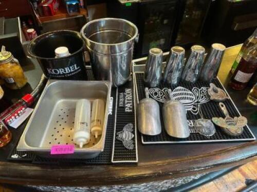 DESCRIPTION (1) LOT OF ASSORTED BAR SUPPLIES AND MATS THIS LOT IS: ONE MONEY LOCATION MAIN BAR QTY 1