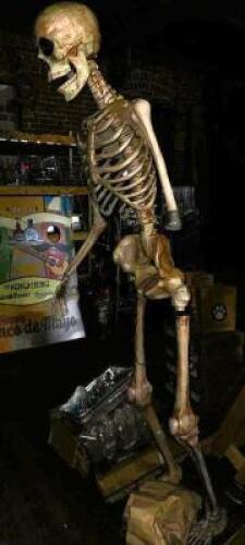 DESCRIPTION 9' HOME DEPO SKELTON YARD DECORATION. ADDITIONAL INFORMATION MISSING PART OF LEFT ARM. LOCATION WAREHOUSE QTY 1