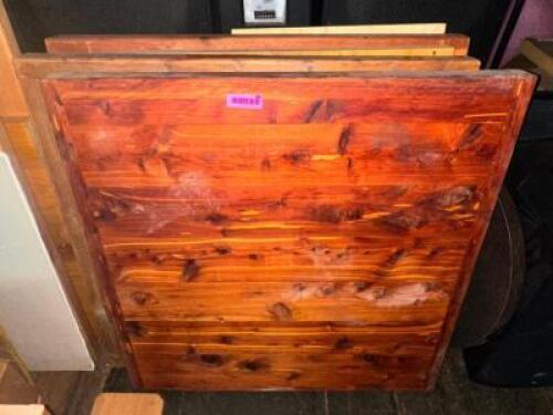 DESCRIPTION (3) 36" X 36" HARDWOOD TABLE TOPS. THIS LOT IS: SOLD BY THE PIECE SIZE 36" X 36" LOCATION WAREHOUSE QTY 3