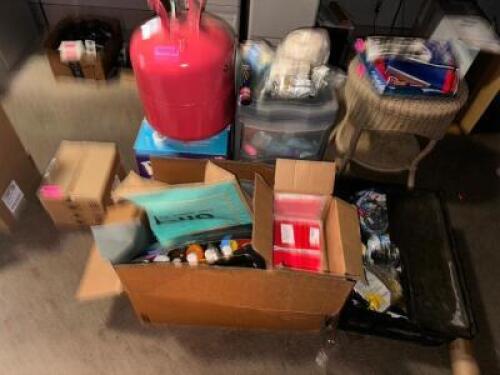 DESCRIPTION (1) LOT OF COLORING AND PAINTING SUPPLIES W/ (2) BALLOON TANKS. LOCATION OFFICE QTY 1