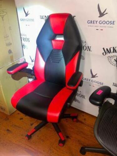 DESCRIPTION GRX RED AND BLACK GAMING CHAIR ADDITIONAL INFORMATION SELLS FOR $175 LOCATION MAIN BAR QTY 1
