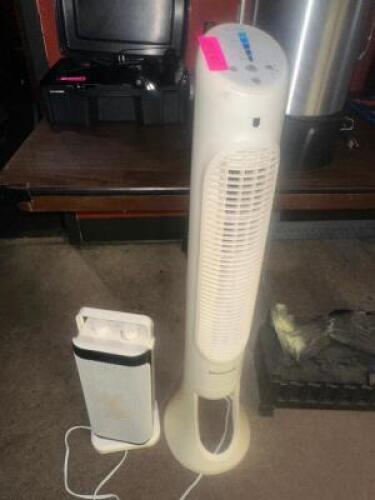 DESCRIPTION TOWER FLOOR FAN W/ FLOOR HEATER. LOCATION OFFICE QTY 1