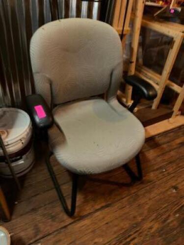 DESCRIPTION (2) TAN UPHOLSTERED ARM CHAIRS., THIS LOT IS: ONE MONEY LOCATION WAREHOUSE QTY 1