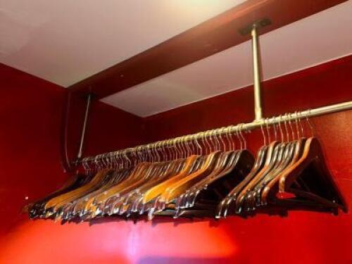 DESCRIPTION CEILING MOUNTED COAT RACK W/ HANGERS. THIS LOT IS: ONE MONEY LOCATION HALL QTY 1
