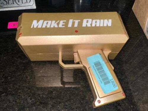 DESCRIPTION MAKE IT RAIN DOLLAR BILL SHOOTER. LOCATION BACK BAR QTY 1