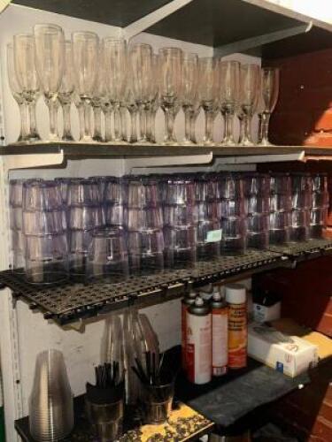 DESCRIPTION CONTENT OF VIP AREA BACK CLOSET - PLASTIC AND GLASS WARE. THIS LOT IS: ONE MONEY LOCATION VIP STAGE QTY 1
