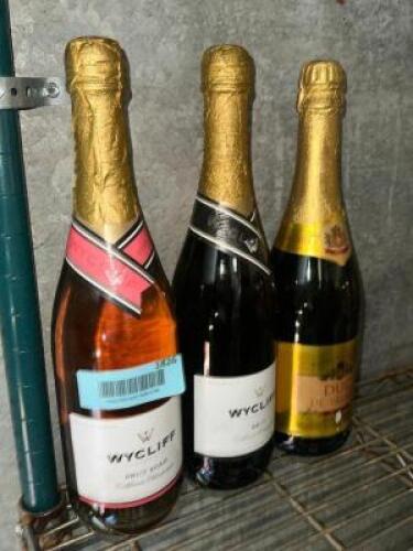 DESCRIPTION (3) BOTTLES OF WYCLIFF CHAMPAGNE THIS LOT IS: SOLD BY THE PIECE LOCATION KITCHEN QTY 3