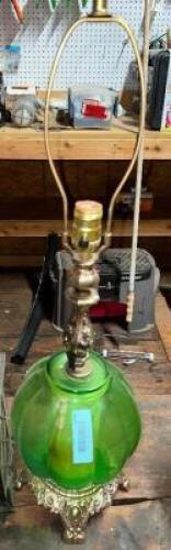 DESCRIPTION VINTAGE GREEN GLASS LAMP LOCATION WAREHOUSE QTY 1