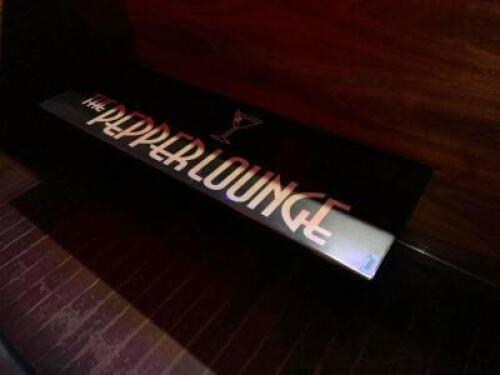 DESCRIPTION 50" THE PEPPER LOUNGE LOGO LOUNGE TABLE ADDITIONAL INFORMATION TOOLS AND LABOR REQUIRED FOR REMOVAL LOCATION BACK BAR QTY 1