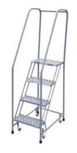 DESCRIPTION: (1) ROLLING STEP LADDER BRAND/MODEL: COTTERMAN #G0624 INFORMATION: SERIES 1000, STEEL, PERFORATED TREAD STAIRS, WITH HANDRAILS, 450 LB CA