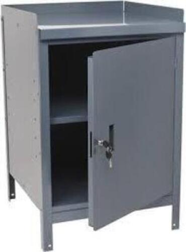 DESCRIPTION: (1) STORAGE CABINET / WORK TABLE BRAND/MODEL: WORKSMART #WS-MH-CAB-002 INFORMATION: GRAY. STEEL SIZE: 24" WIDE X 34" HIGH RETAIL$: $204.6