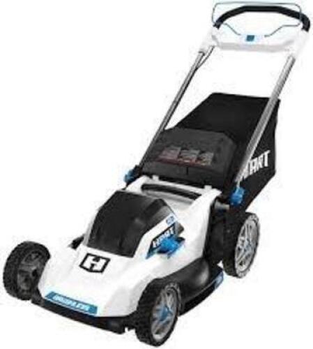 DESCRIPTION: (1) BRUSHLESS PUSH LAWN MOWERBRAND/MODEL: HARTINFORMATION: WHITE, NO BATTERY, APPEARS USEDSIZE: 20"RETAIL$: $358.00 EAQTY: 1