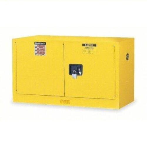 DESCRIPTION: (1) FLAMMABLE LIQUID STORAGE CABINET BRAND/MODEL: JUSTRITE #891700 INFORMATION: YELLOW, STEEL SIZE: 17 GAL, 64 LITER, 43 in W x 24 in H x