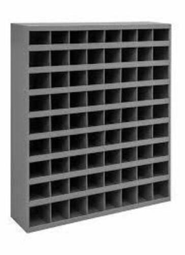 DESCRIPTION: (1) PIGEONHOLE BIN UNIT, 72 COMPARTMENTS BRAND/MODEL: DURHAM #1XHL4 INFORMATION: GREY SIZE: 42"H 34"W 8.5"D RETAIL$: $274.03 QTY: 1