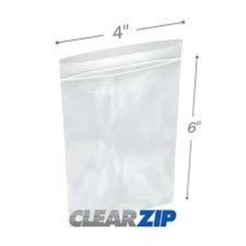 DESCRIPTION: (3) PACKS OF (1000) RECLOSABLE BAGS BRAND/MODEL: CLEARZIP #CZ40406 INFORMATION: CLEAR SIZE: 4" X 6" RETAIL$: $34.80 EA QTY: 3