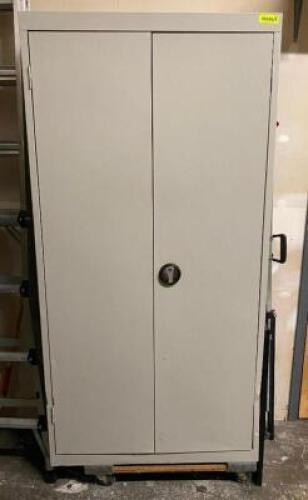 36" X 18" TWO DOOR METAL STORAGE CABINET- BEIGE.