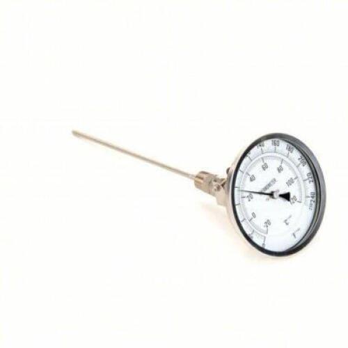 DESCRIPTION: (1) DIAL THERMOMETER BRAND/MODEL: 1NGF4 INFORMATION: Adj-Angle, 0&deg; to 250&deg;F/-20&deg; to 120&deg;C, 1/2 in NPT, SIZE: 9IN STEM 5IN DIAL DIA RETAIL