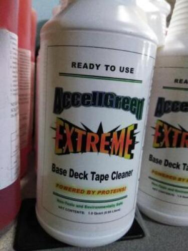 DESCRIPTION: (6) BASE DECK TAPE CLEANER BRAND/MODEL: ACCELLGREEN EXTREME SIZE: 1 QT RETAIL$: $8.00 EA QTY: 6