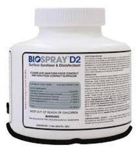 DESCRIPTION: (2) SURFACE SANITIZERBRAND/MODEL: BIOSPRAY D2SIZE: 33.8 FL OZRETAIL$: $21.00 EAQTY: 2