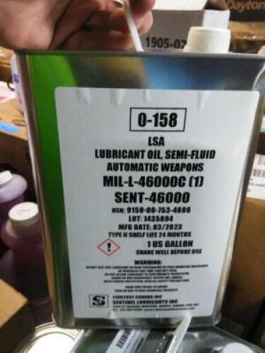 DESCRIPTION: (2) AUTOMATIC WEAPON LUBRICANT BRAND/MODEL: SENTINEL LUBRICANTS #MIL-L-460000C SIZE: 1 GALLON RETAIL$: $152.00 EA QTY: 2