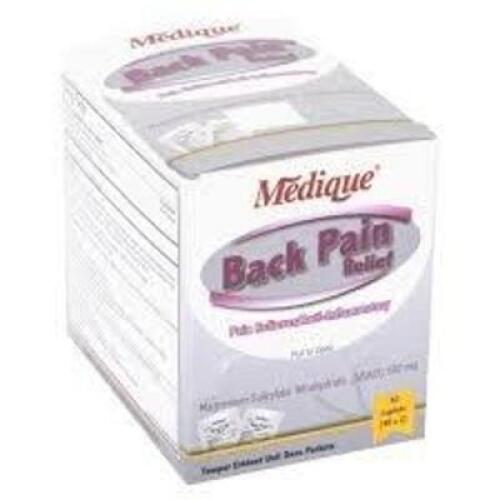 DESCRIPTION: (6) BOXES OF (40) PACKS OF (2) PAIN RELIEVER CAPLETS BRAND/MODEL: MEDIQUE BACK PAIN RELIEF RETAIL$: $10.00 EA QTY: 6